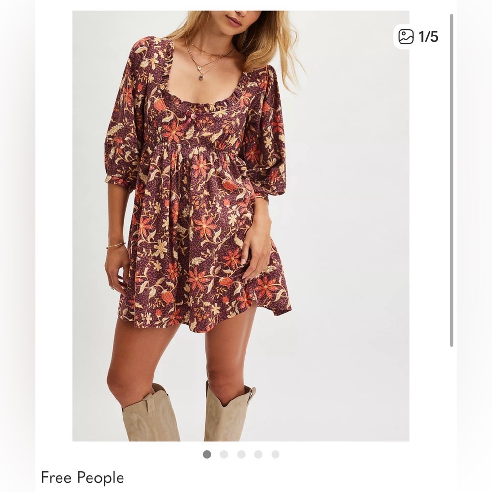 Free People burgundy Lola Floral Mini Dress
